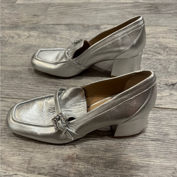 Stuart Weitzman silver crystal buckle heels - Picture 5 of 8